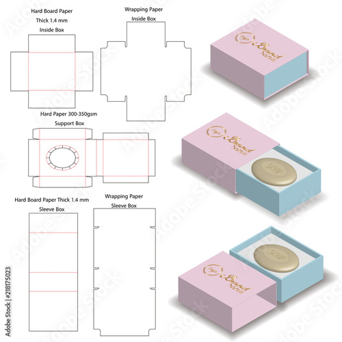 sleeve rigid box for soap mockup with dieline