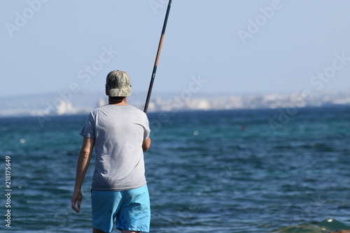 fisherman on the fishing Mediterranean sea Cyprus