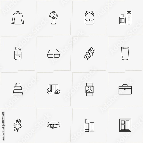 Fashion line icon set with belt , perfume and spectacles