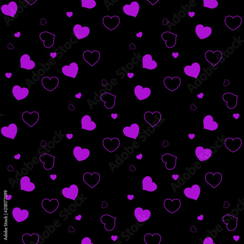 Dark Purple, Pink vector seamless layout with sweet hearts. Glitter abstract illustration with colorful hearts in romantic style. Pattern for marriage gifts, congratulations.