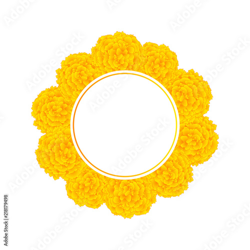 Fototapeta Naklejka Na Ścianę i Meble -  Yellow Marigold Banner Wreath
