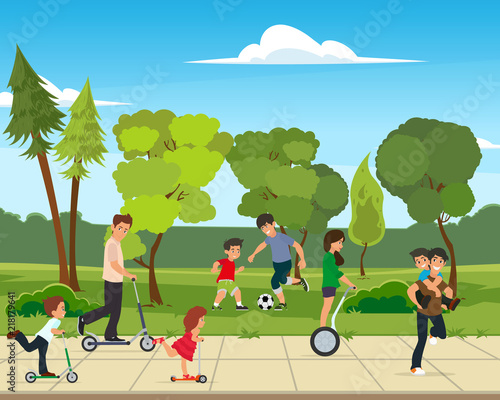 Park activities vector illustration.
