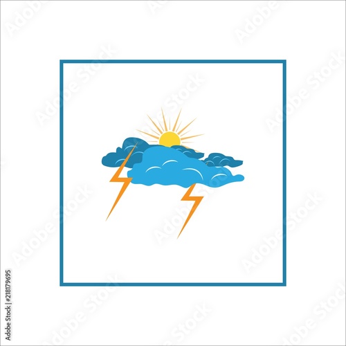Storm sign. Weather icon. Meteorology symbol thunderstormy. Isolated icon bad weather. Design element. Monochrome symbol of gale. Template for weather forecast, card, etc. Vector illustration.