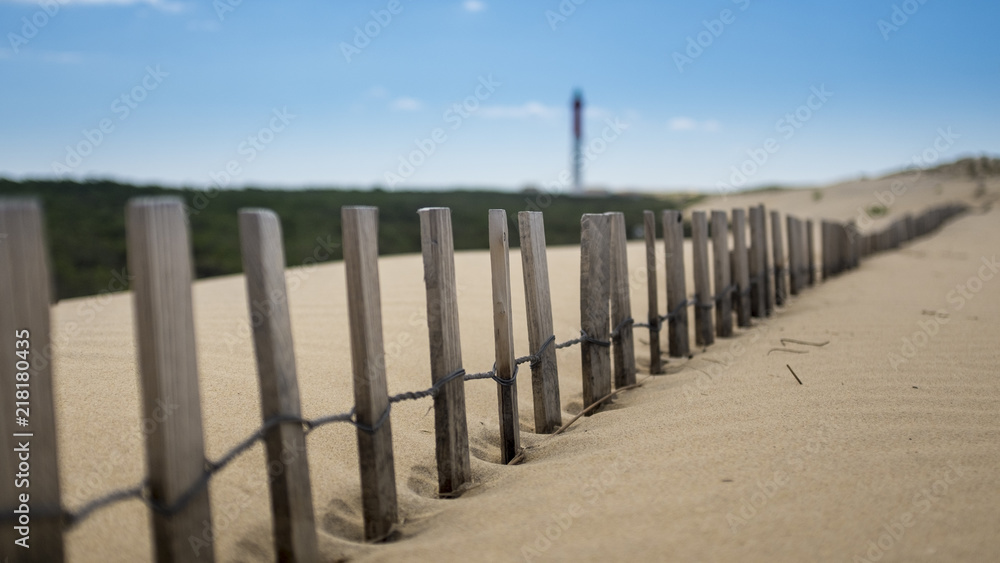 Line of wooden coastal defences in Royan France