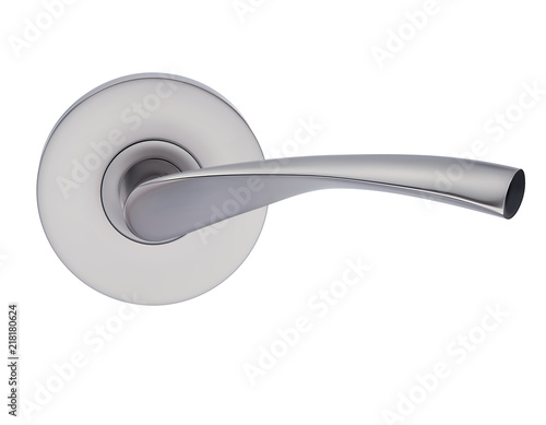 Metal door handle on white background. Realistic vector 3d illustration