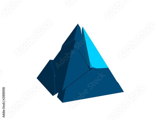 Broken pyramid. Isolated on white background.
