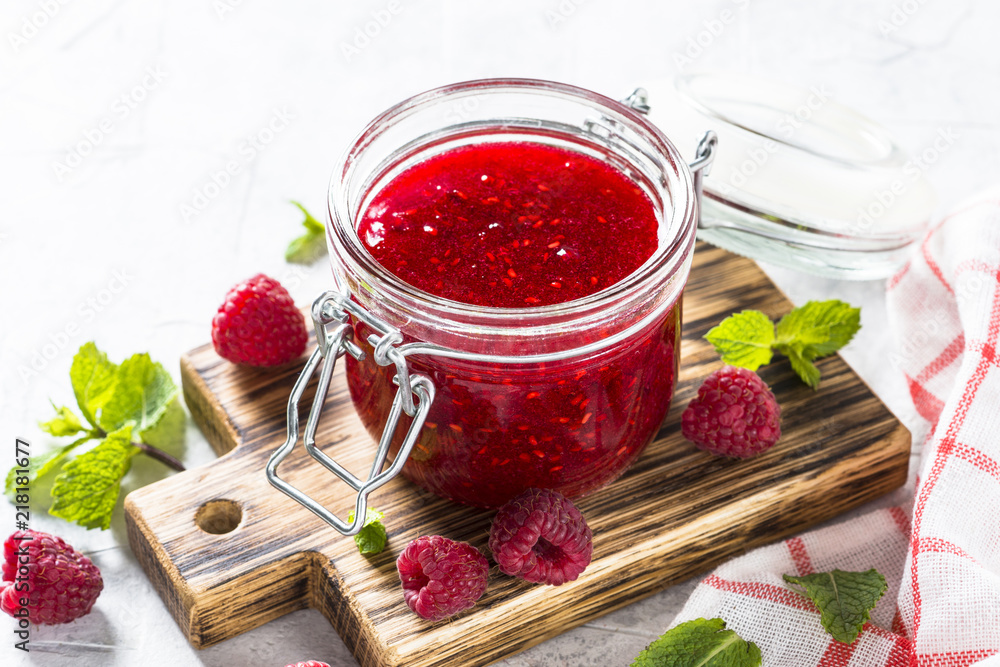 Strawberry jam in glass jar. Strawberry jam in glass jar.
