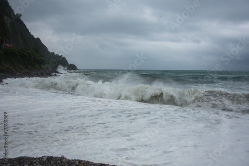 Stormy sea with waves