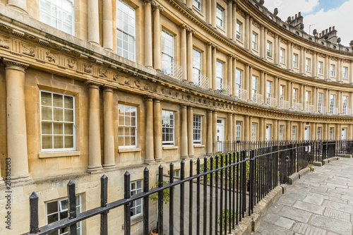 General view of the Georgian houses at the Circus in the Unesco World Heritage city of Bath, Somerset, UK