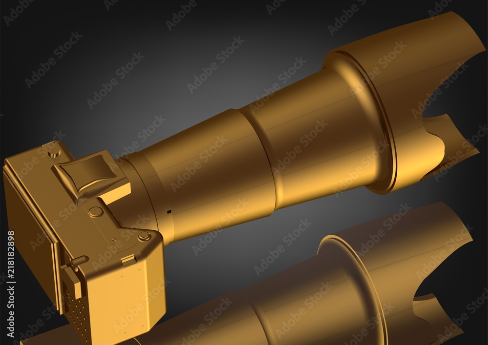 Fototapeta premium Golden camera on a black