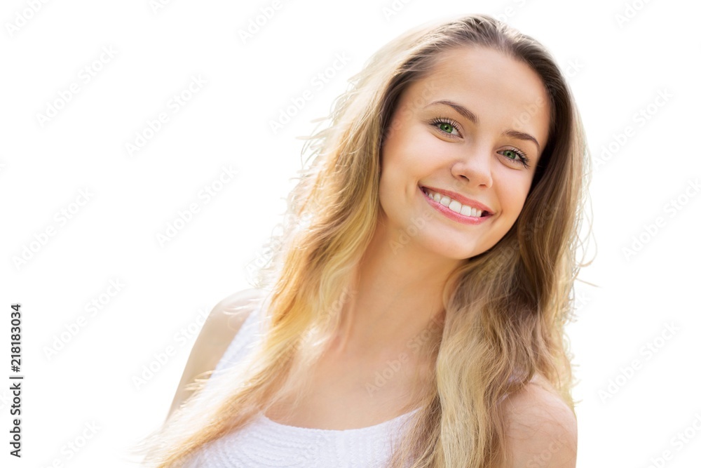 Young woman on field under sunset light Young woman on field under sunset light