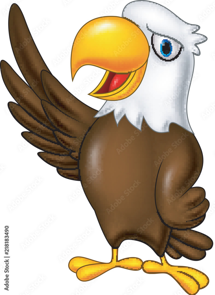 Fototapeta premium Cartoon eagle waving
