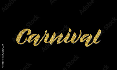 handwritten lettering Carnival gold glitter texture font