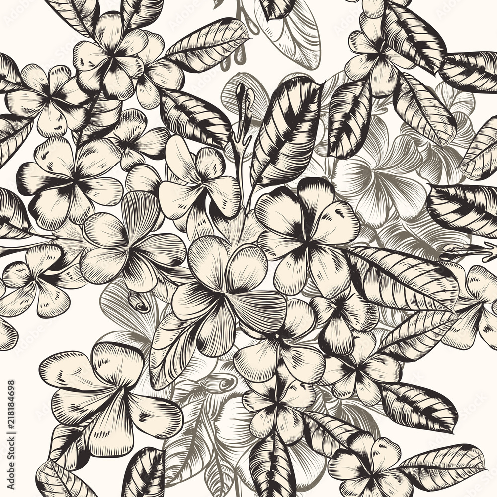 custom made wallpaper toronto digitalBeautiful vector pattern with hand drawn tropical flowers in vintage style