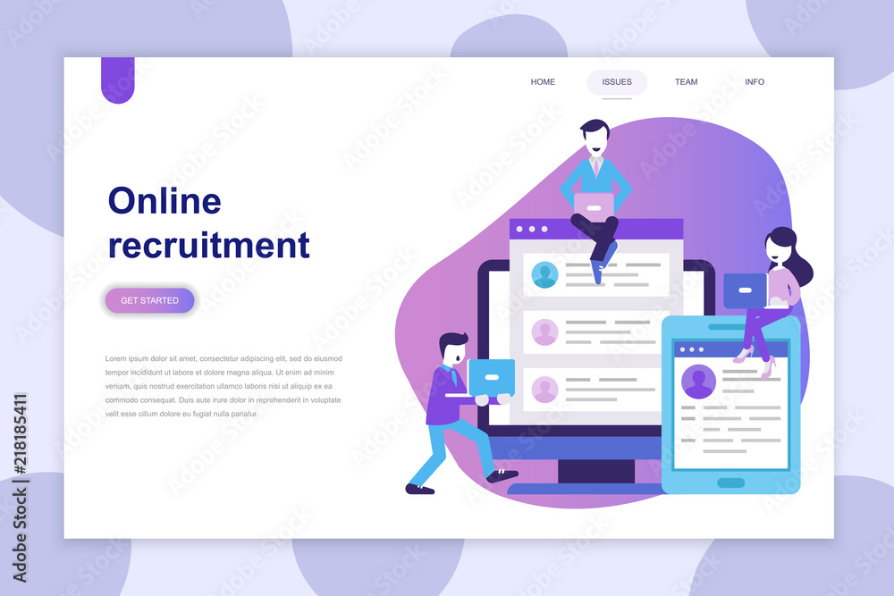 Modern flat design concept of Recruitment for website and mobile website. Landing page template. Can use for web banner, infographics, hero images. Vector illustration. Modern flat design concept of Recruitment for website and mobile website. Landing page template. Can use for web banner, infographics, hero images. Vector illustration.