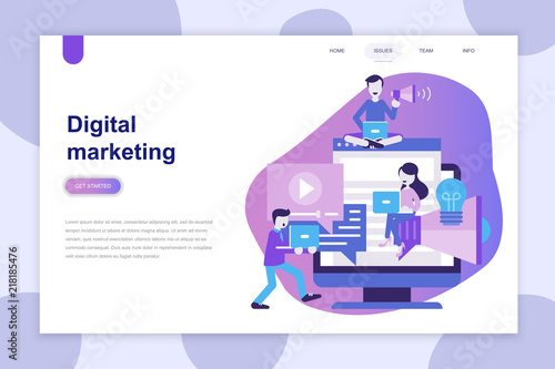 Modern flat design concept of Digital Marketing for website and mobile website. Landing page template. Can use for web banner, infographics, hero images. Vector illustration.