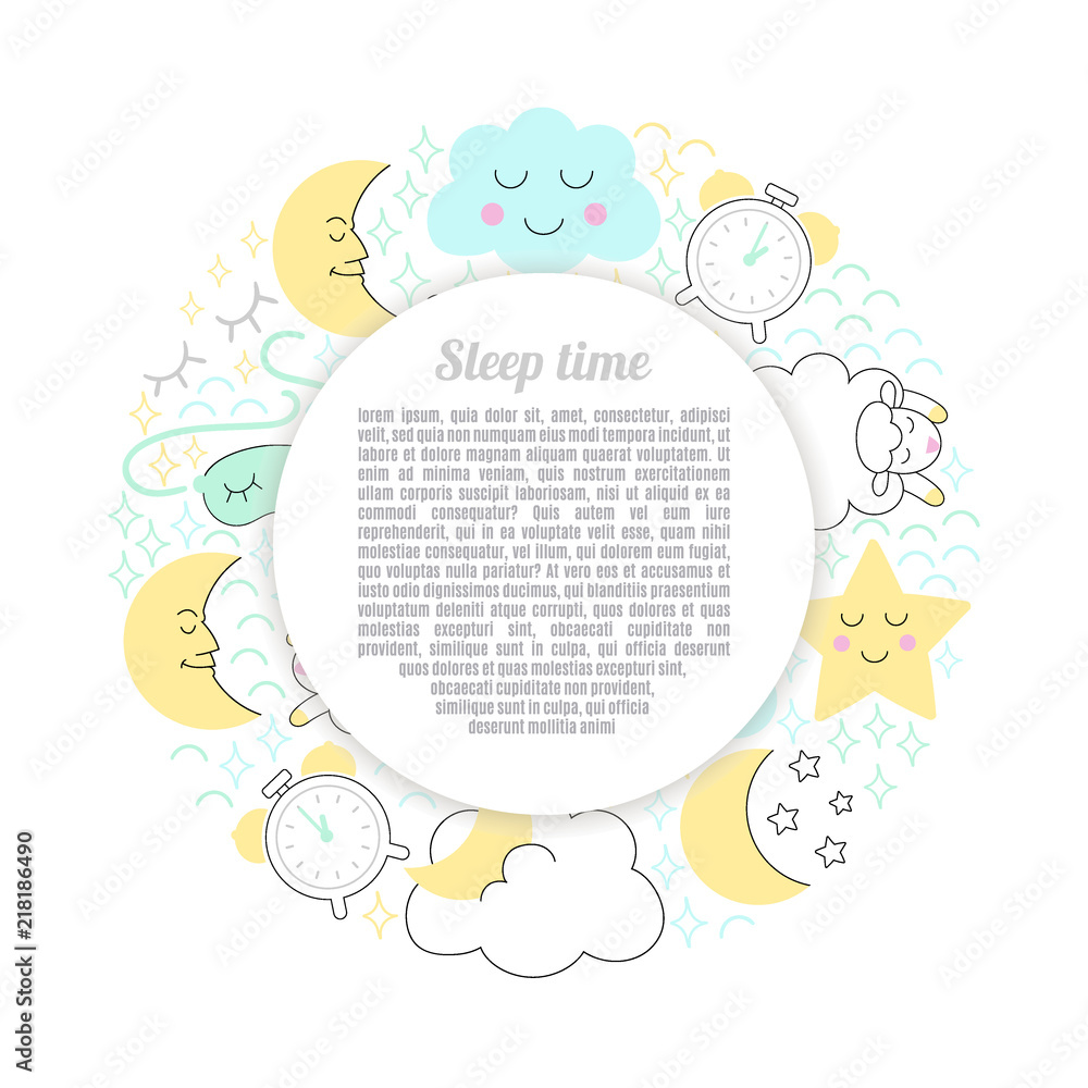 Sleep time sketch banner circle vector.