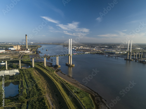 Aerial of QEII Bridge looking west