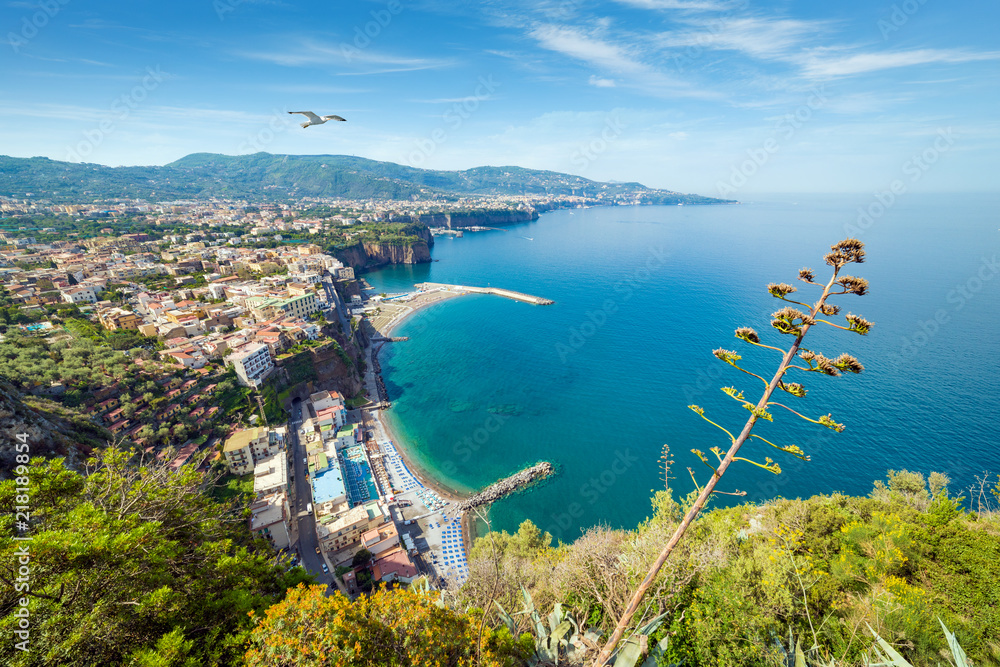 Coastline Sorrento and Gulf of Naples - popular tourist destination in Italy