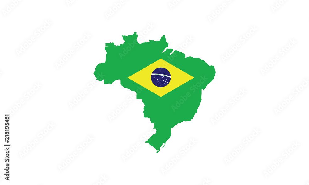 Brazil outline map country shape state borders Stock Vector