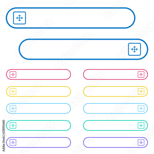 Drag object icons in rounded color menu buttons