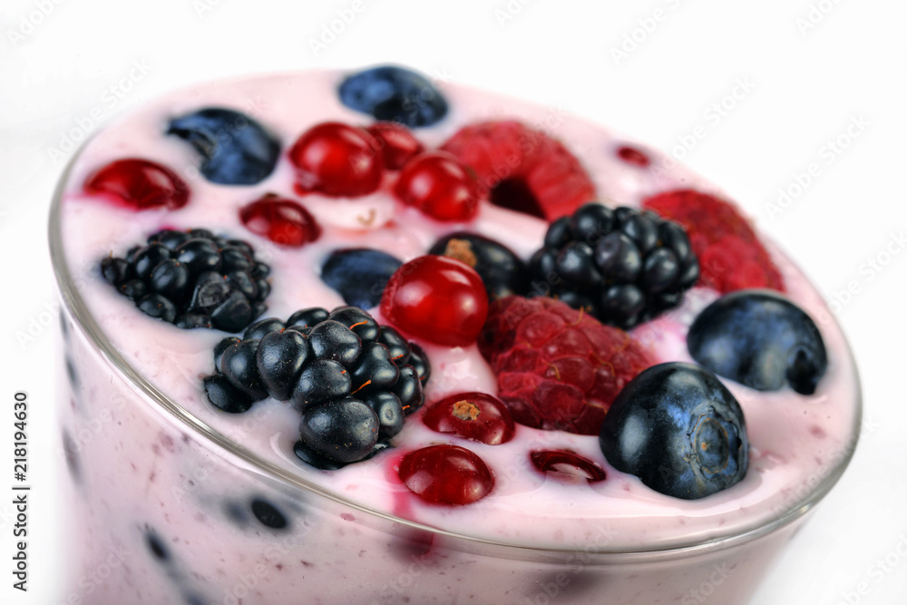 Yogurt and berry. Fresh fruit yogurt with fresh berries Yogurt and berry. Fresh fruit yogurt with fresh berries
