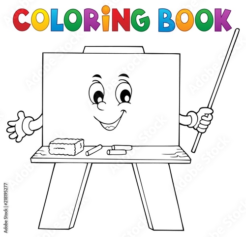 Coloring book happy schoolboard theme 1