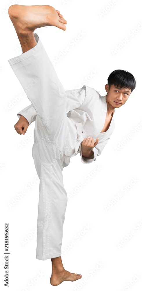 Portrait of an Asian Martial Artist Practicing