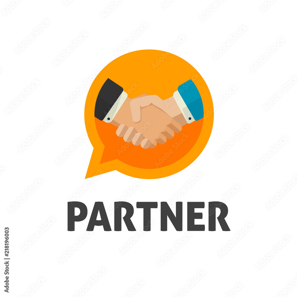 Hand shake logo vector, flat design shaking hands symbol, handshake  logotype, concept of deal or partnership icon, partner agreement or  cooperation unity emblem Stock-Vektorgrafik | Adobe Stock