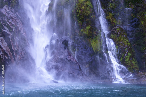 Scenic waterfall at mountainside 