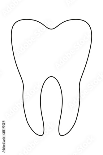 Line art black and white healthy tooth