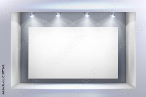 Window display. Empty space for exhibition. Vector illustration.