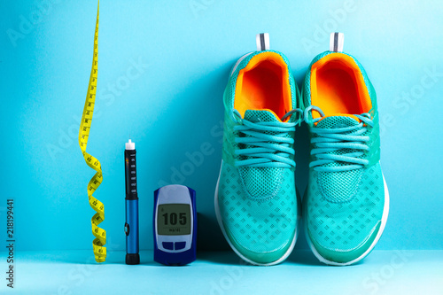 Concept of a healthy diabetic. Diabetes. Sports diabetic. Sugar diabetes. Sports diabetics photo