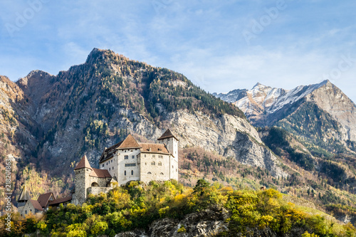 Gutenberg castle in Balzers under the mountains during summer, Liechtenstein photo