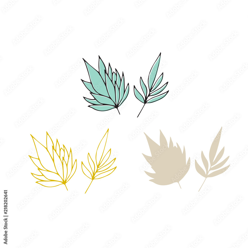 Naklejka premium Vector hand drawn seaweeds. Isolated individual objects, algae.