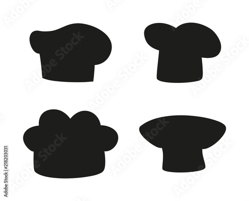 Chef Hats Designs Dark Isolated Silhouettes Set