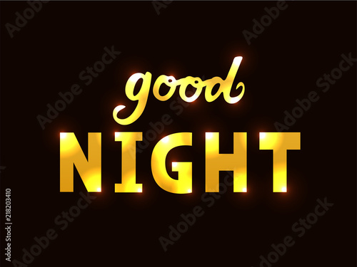 Vector illustration of good night text logotype, flyer, banner, greeting card.