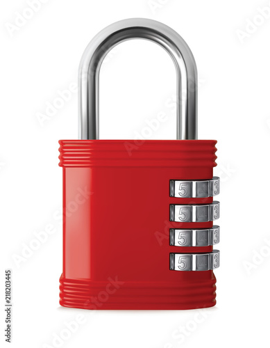 Lock with numeric code. Realistic vector 3d illustration