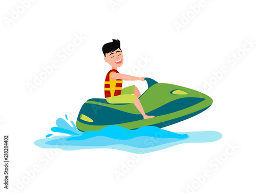 Jet Ski Summer Activity Sea Vector Illustration