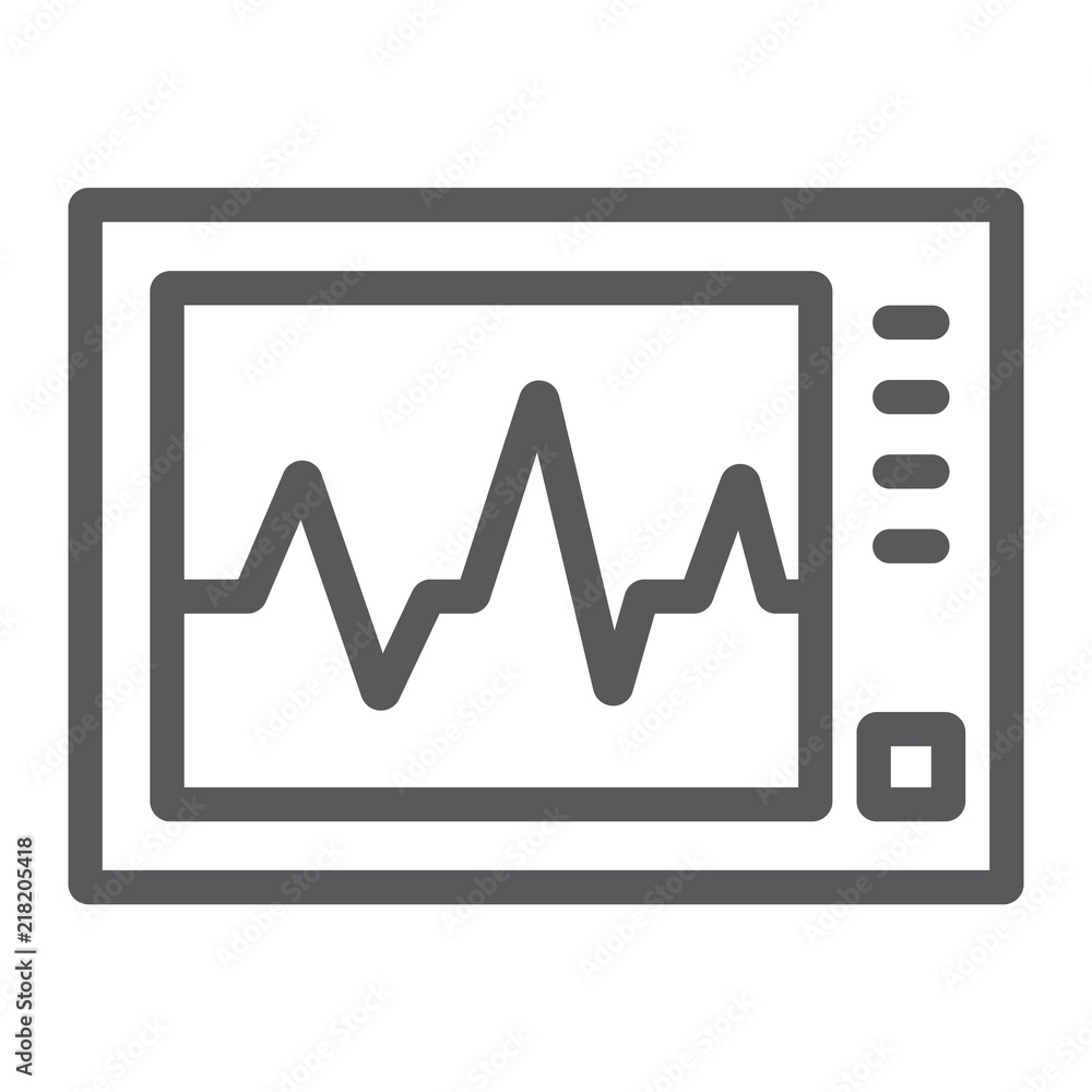 Ecg machine line icon, medicine and cardiology Ecg machine line icon, medicine and cardiology