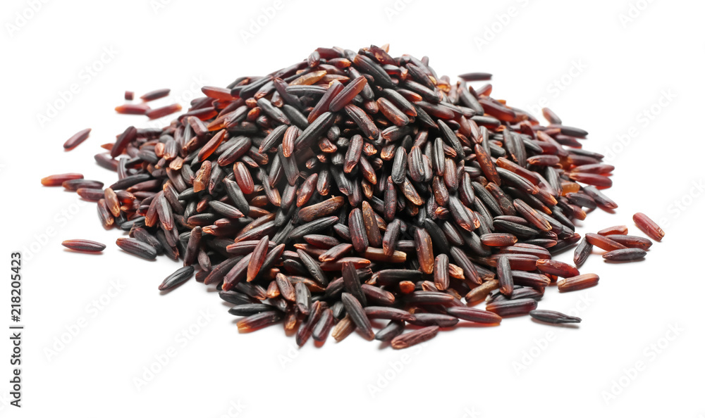 Heap of black wild rice on white background Heap of black wild rice on white background