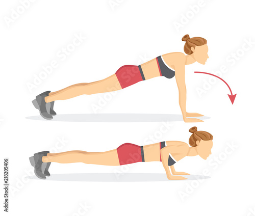 Push Ups Tabata Exercises Vector Illustration