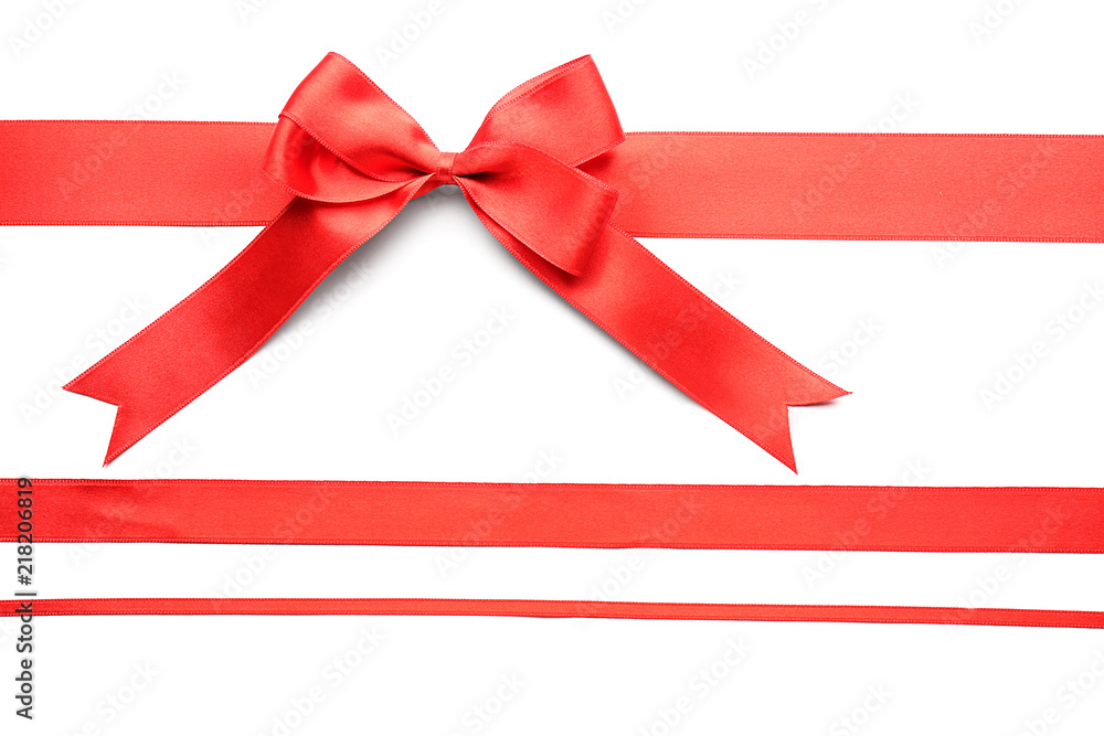 Red ribbons with bow on white background Red ribbons with bow on white background