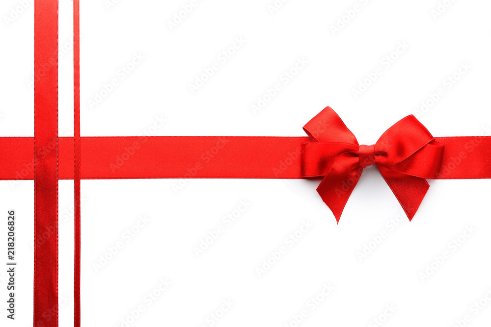 Red ribbons with bow on white background Red ribbons with bow on white background