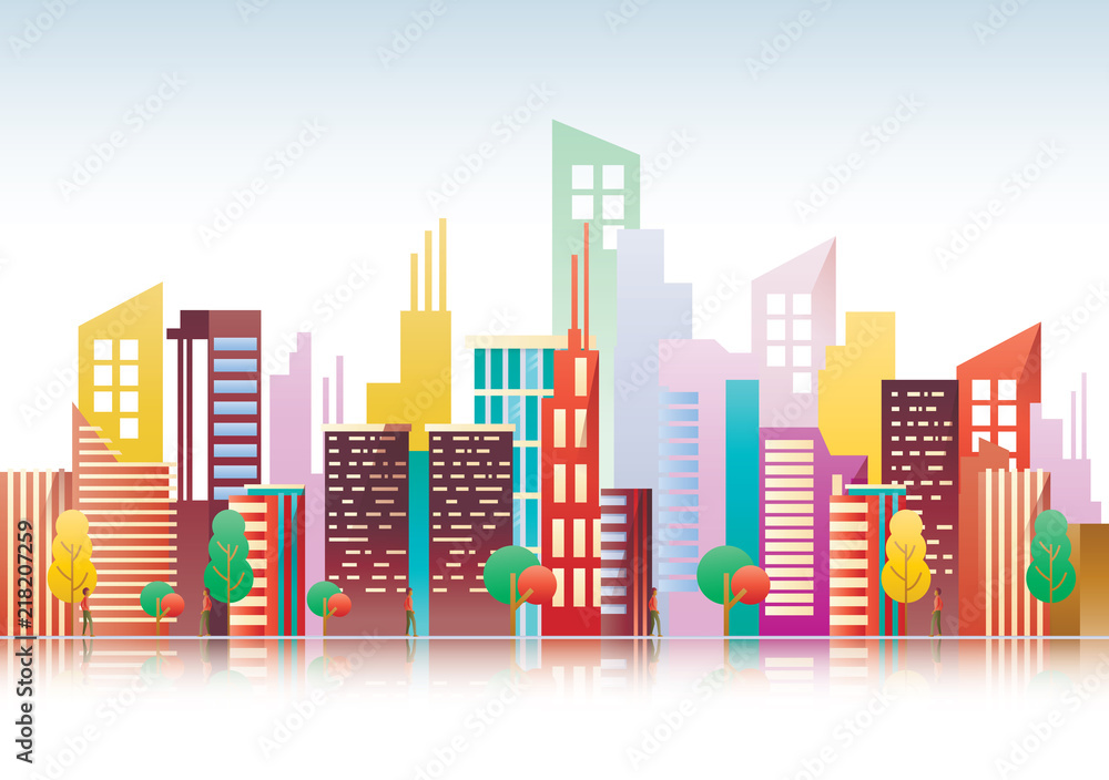 Vector illustration Colorful Building and City