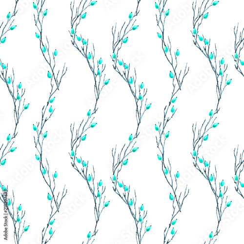 Принти на полотні Seamless Botanical Pattern with Briar Branches in Asian Style.