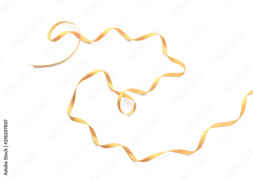 Beautiful golden ribbon on white background Beautiful golden ribbon on white background