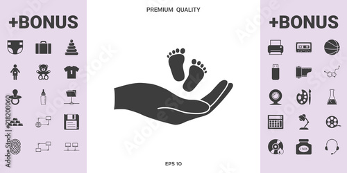 Hands holding baby foot - graphic elements for your design