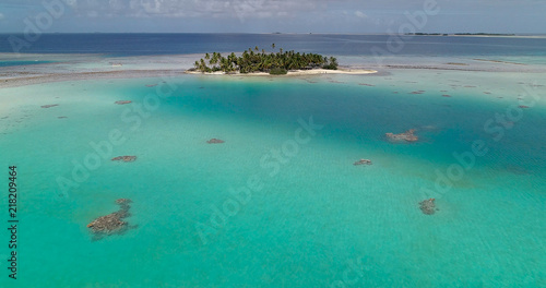 small islands (motu) in the middle of a lagoon in aerial view, French Polynesia © Fly_and_Dive