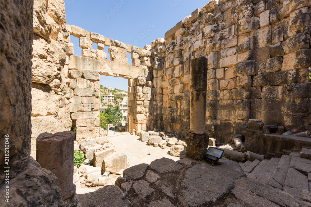 The Lower Roman temple of Niha, a landmark in the Bekaa Valley, Lebanon.